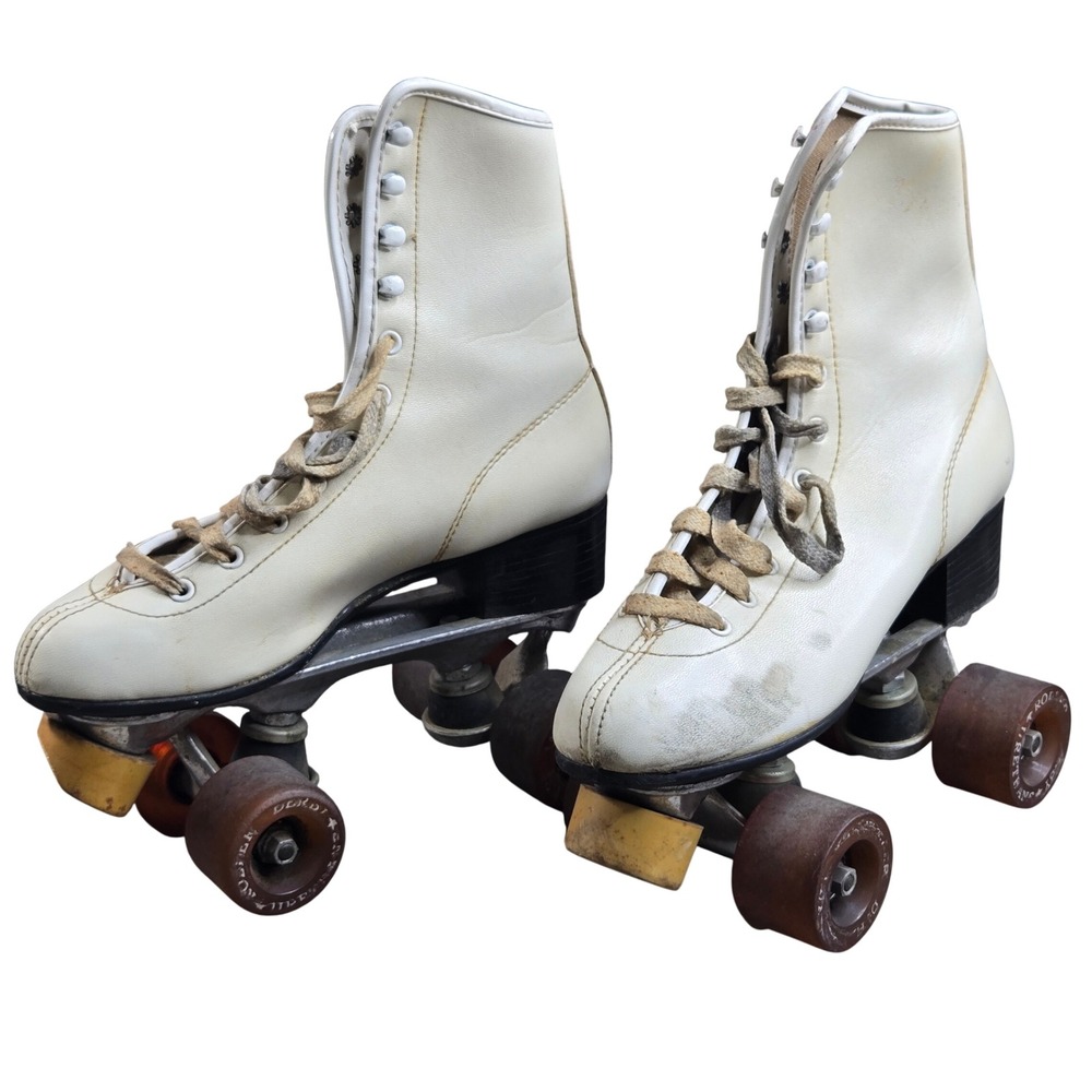 Derby Roller Roller Skates Womens Size 6 White Quad Classic Retro Vintage 19702